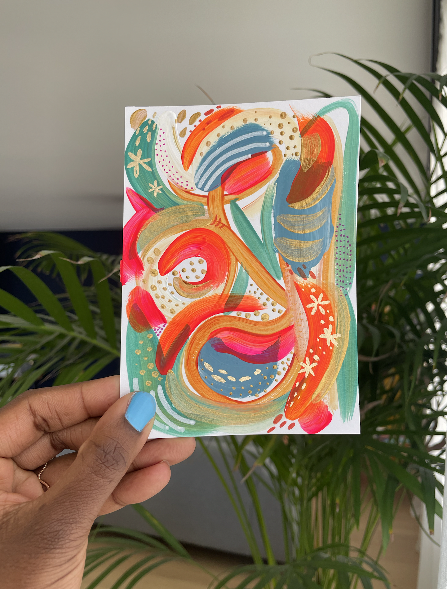 "Color Study no.1" / 4”x6” on mixed media paper - International shipping and tracking included.