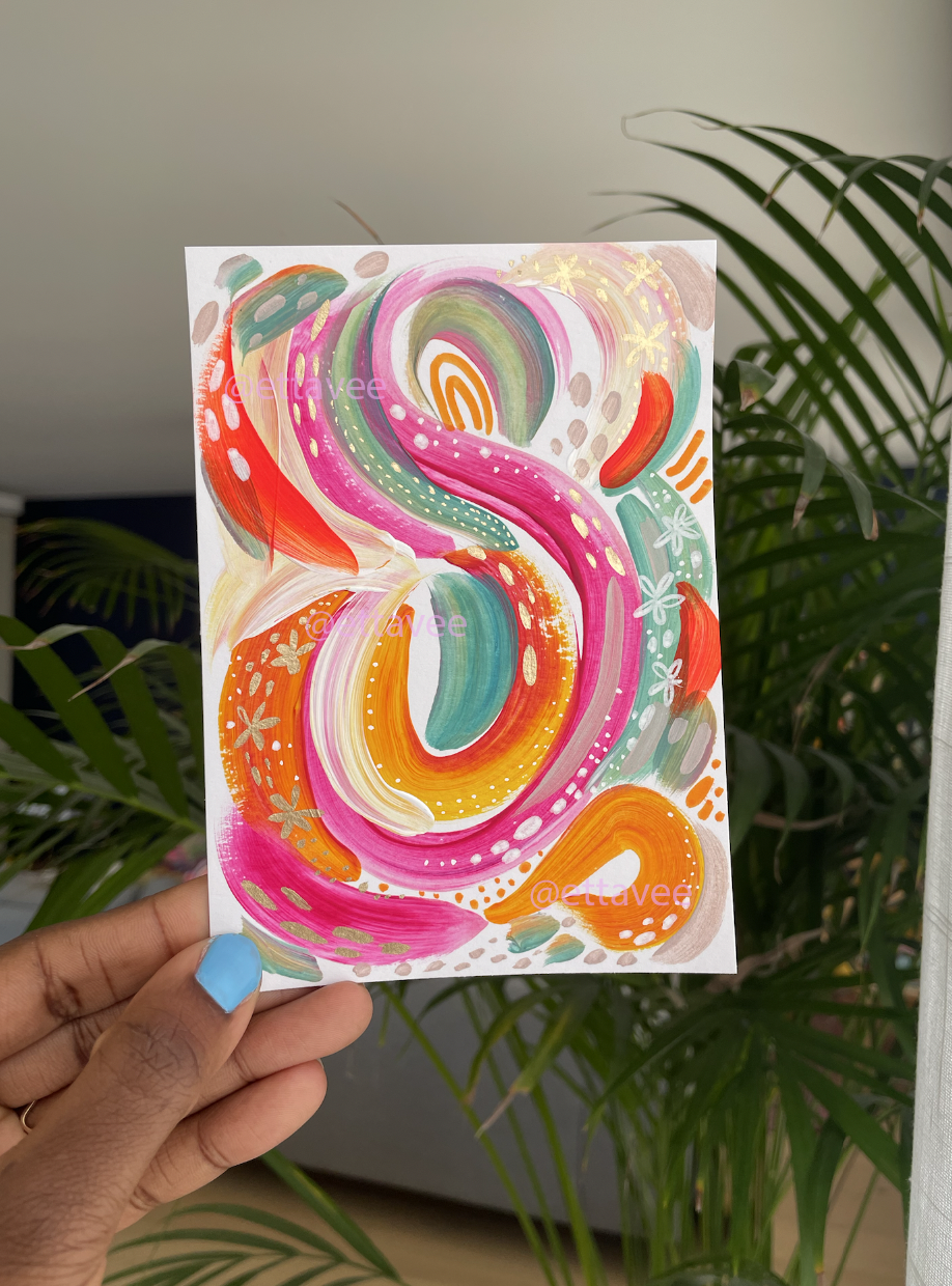 "Color Study no.3" / 4”x6” on mixed media paper - International shipping and tracking included.