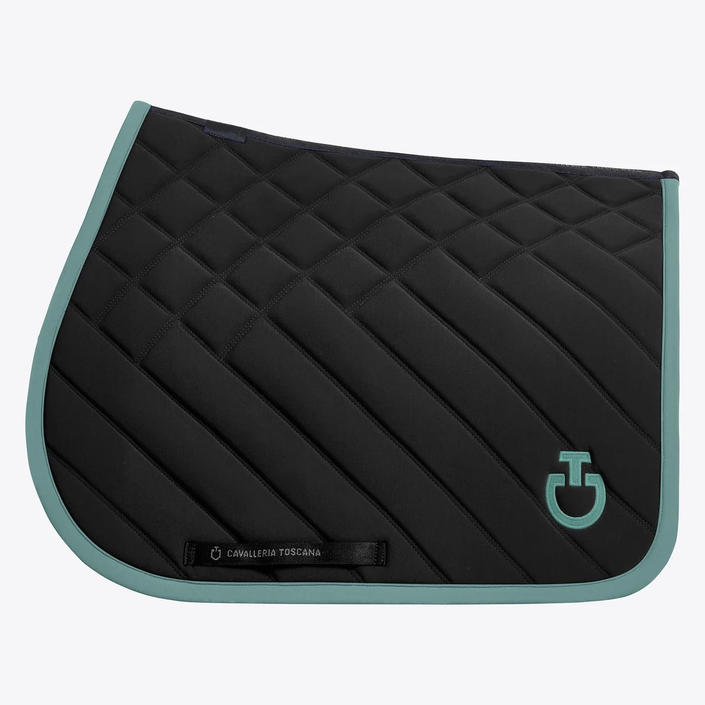 TAPIS CAVALLERIA TOSCANA DIAMOND AND LINES QUILTED NOIR-MINT GREEN 2.jpeg