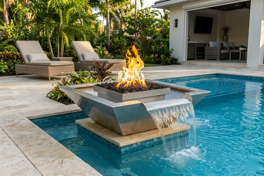 The Outdoor Plus 30" Maya Wide Gravity Spill Stainless Steel Fire & Water Bowl