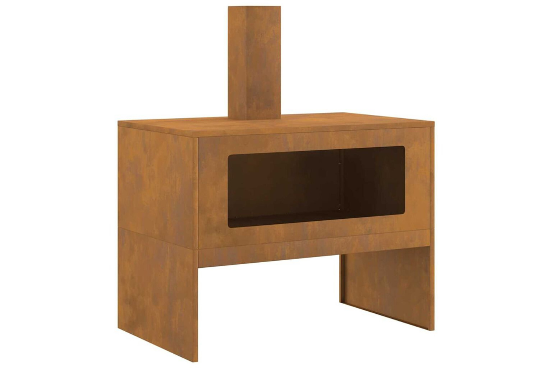 Fire Pit with Chimney 80 x 50 x 96 cm in Rusty Brown