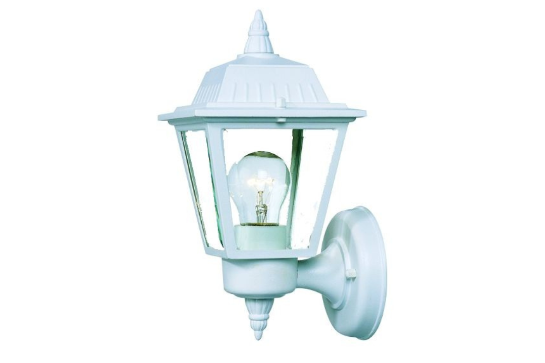 White Cast Aluminum Outdoor Wall Light With Clear Beveled Glass Panels