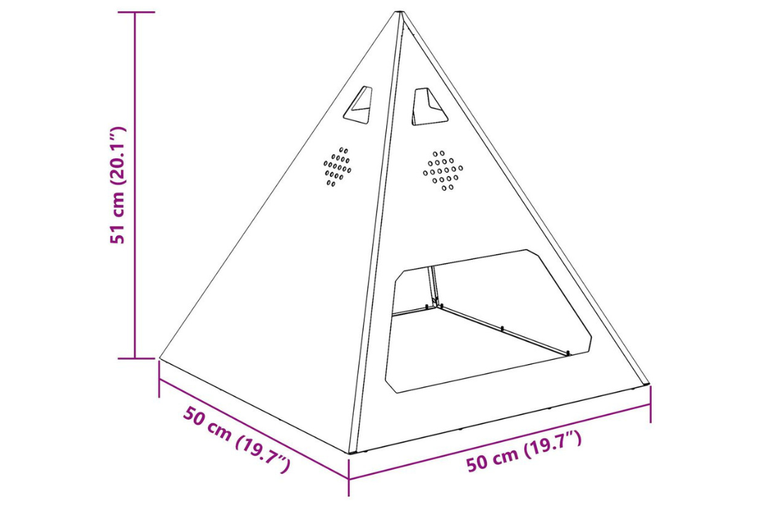 Fire Pit Pyramid 50 x 50 x 51 cm in Rusty Brown Weathering Steel Specifications