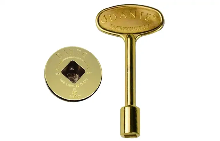 Polished Brass Floor Plate With 3" Gas Valve Key