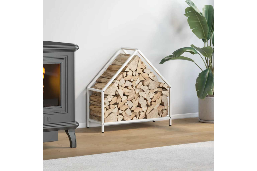 Firewood Rack 60 x 25 x 60 cm in White Made of Cold-Rolled Steel
