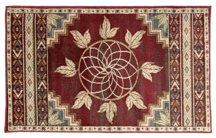 Vista Ancient Sign Red Rectangular Olefin Hearth Rug – 30" x 50" by Goods of the Woods