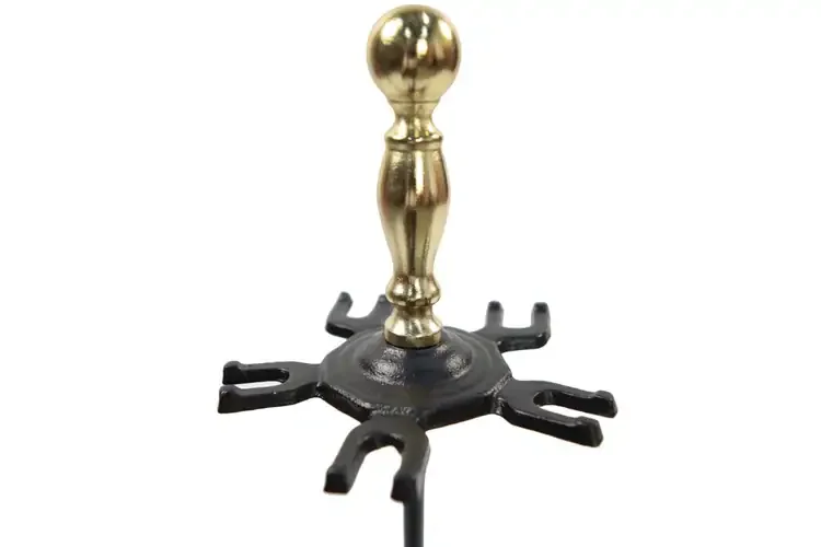 Sutton Fireplace Tool Set in Polished Brass and Black Powder Coated Finish with Ball-end Handle Design