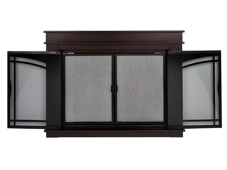 Farnsworth Fireplace Glass Door Cabinet Doors Open