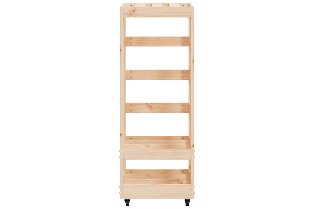Spacious Log Holder with Wheels 40x49x110 cm Solid Pine Wood Firewood Rack in Natural