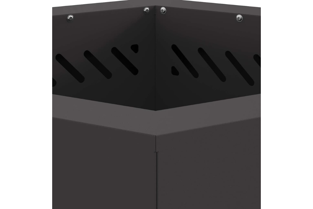 Sleek Smokeless Fire Pit Hexagonal 48 x 48 x 51 cm in Black Cold-Rolled Steel