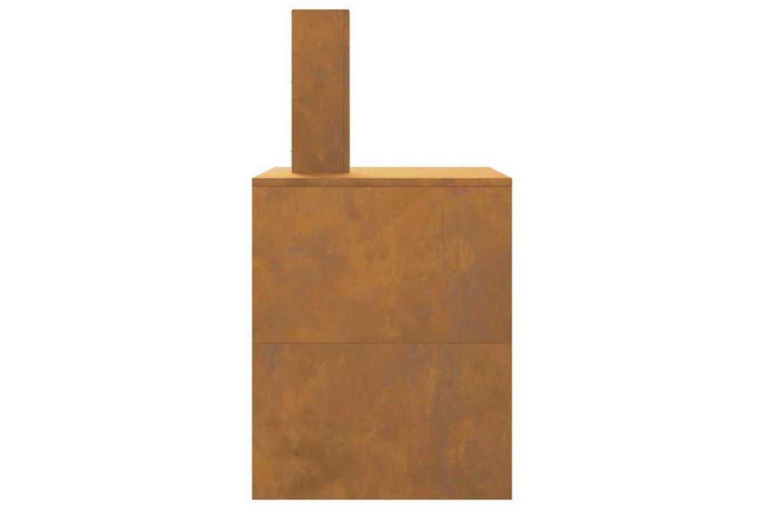 Sleek Fire Pit with Chimney 80 x 50 x 96 cm in Rusty Brown Weathering Steel