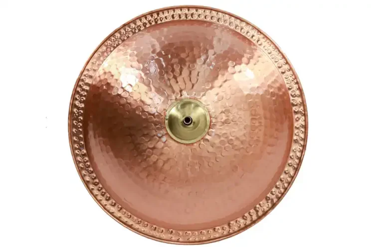 14" Hammered Solid Copper Birdbath Bowl Natural Patina