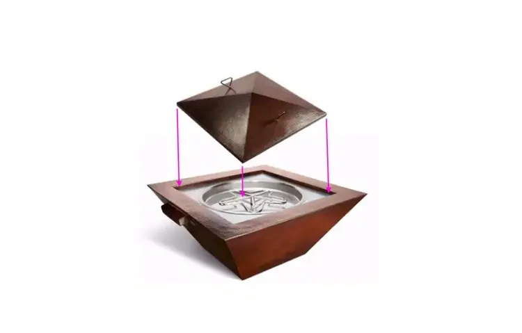 HPC 30" Square Copper Bowl Fire Pit Cover for Sedona