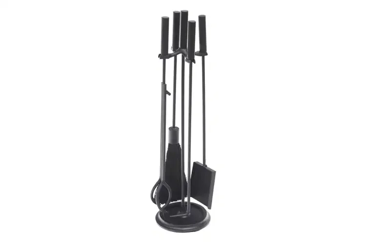 Bedford Fireplace Tool Set in All Black Made of Wrought Iron and Cast Iron