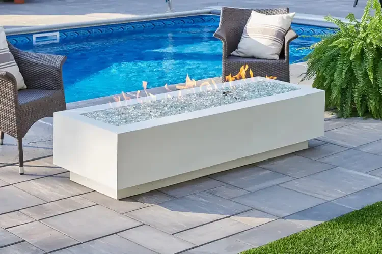 Cove Linear White 72" Gas Fire Pit Table