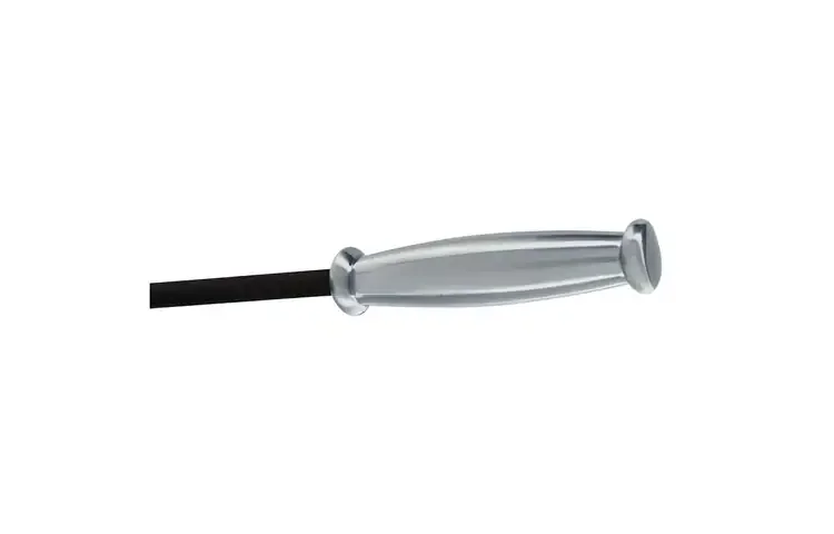 5-Piece Matte Black Fireplace Tool Set with Brushed Steel Handles - Handle Detail