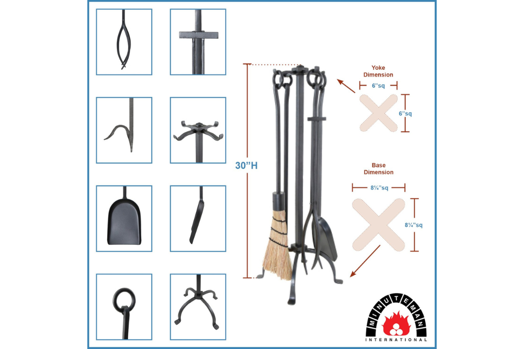 English Country Fireplace Tool Set in Graphite Specifications
