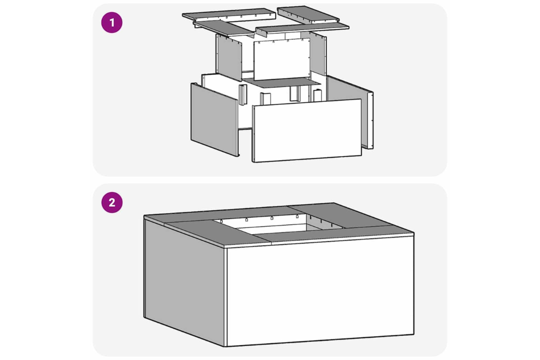 Square Fire Pit 60 x 60 x 30 cm in Black Cold-Rolled Steel Easy Assembly