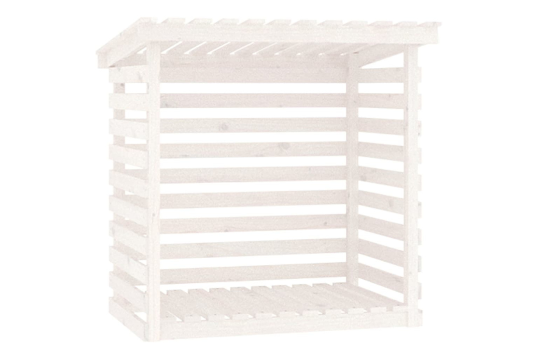 Firewood Rack White Solid Wood Pine With Ample Room to Stack Your Firewood