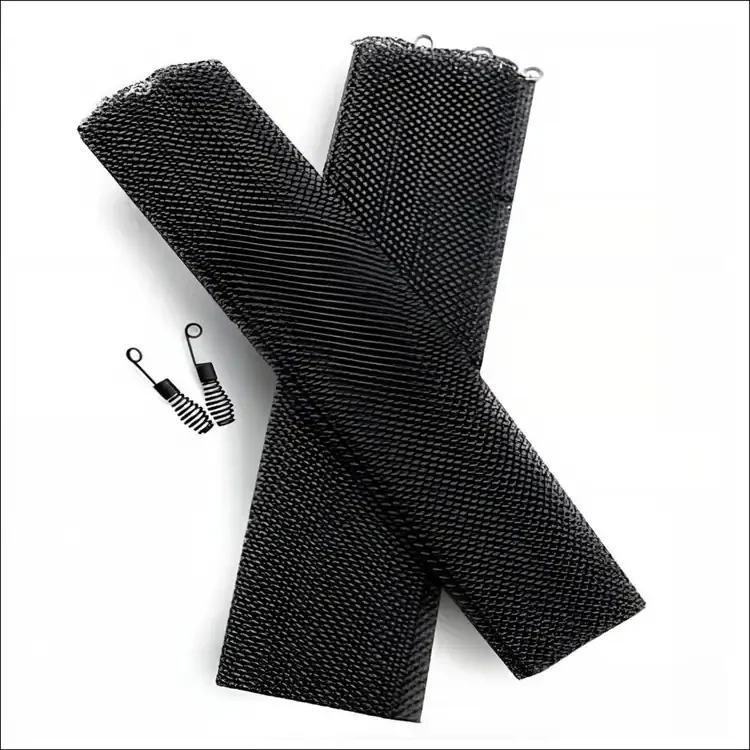 USA-Made Mesh Curtains for 40"–52" Fireplaces — Black 1/4" Weave Panels (30" Wide)