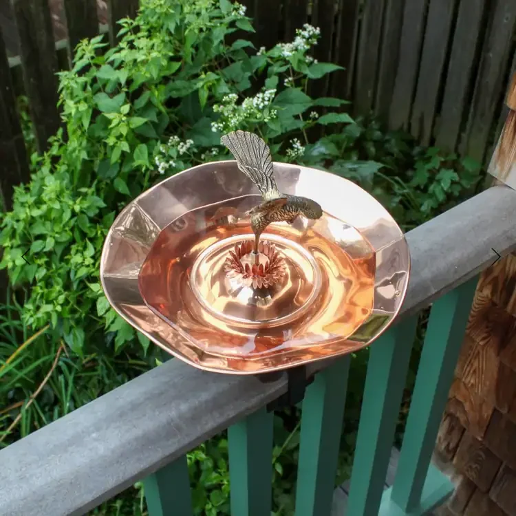Hummingbird Birdbath Bowl With a Solid Brass Body