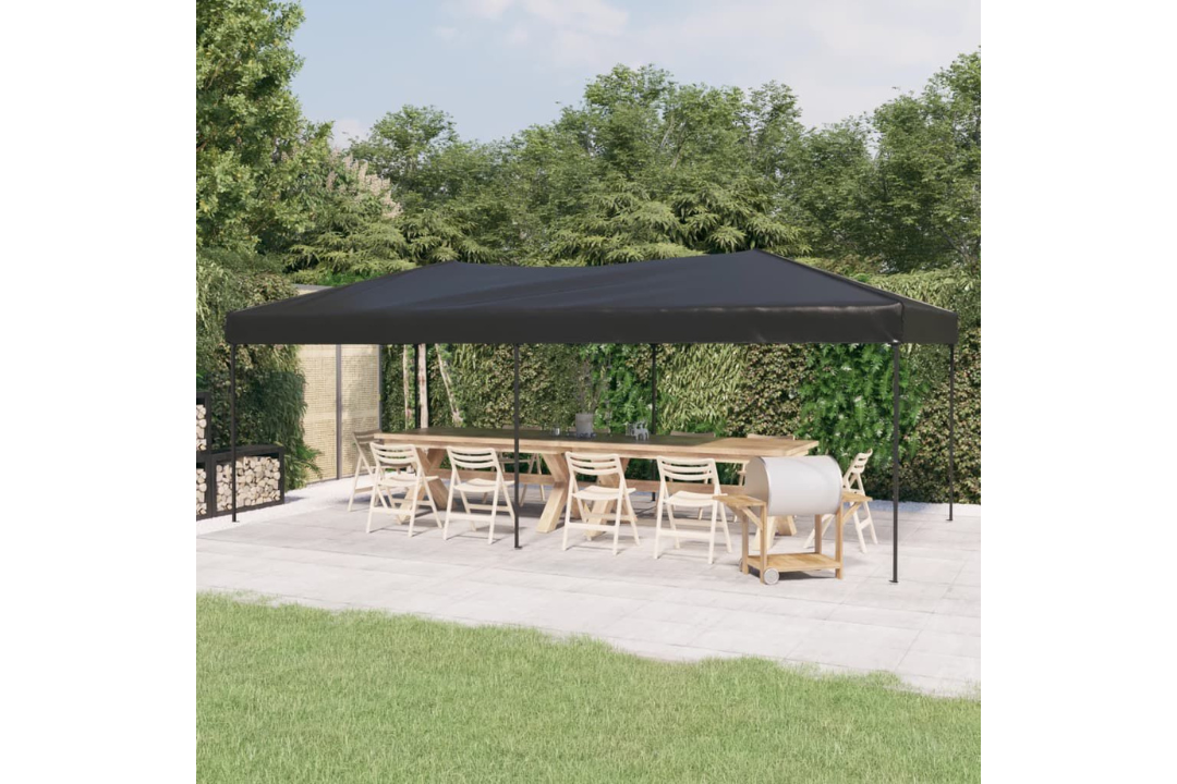 Folding Party Tent 3 x 6 m in Anthracite with 210D Oxford Fabric with Silver Coating