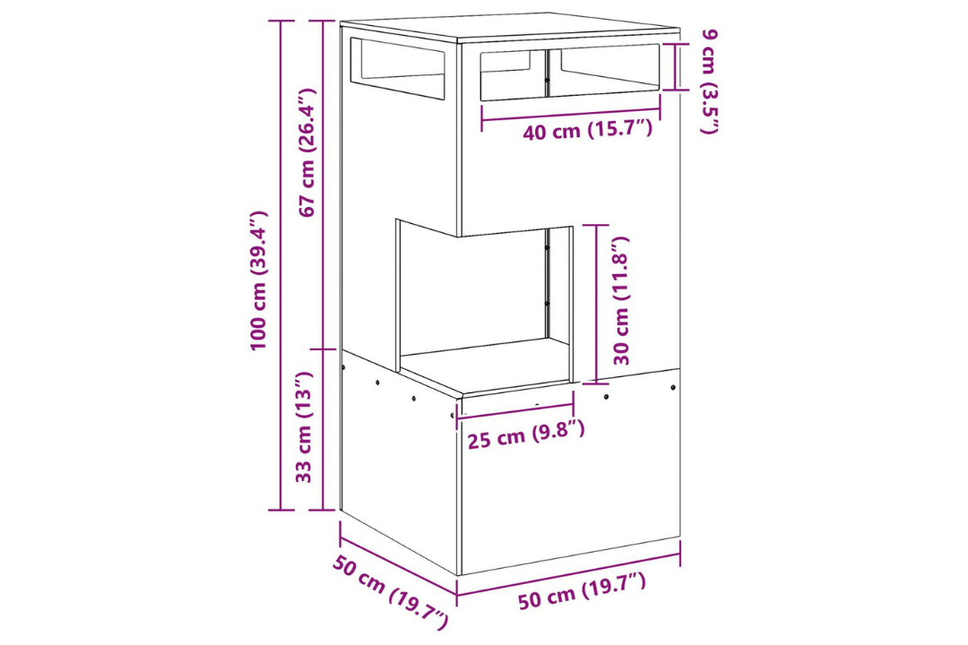 Fire Pit 50 x 50 x 100 cm Steel in Rusty Brown Weathering Steel Specifications