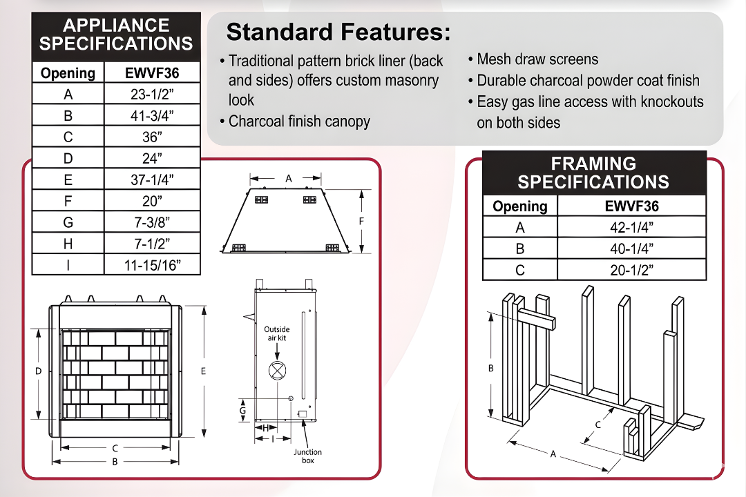EverWarm 36" Vent Free Firebox