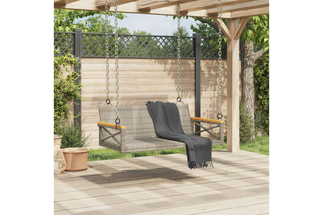 Swing Bench Poly Rattan in Gray Made from PE Rattan