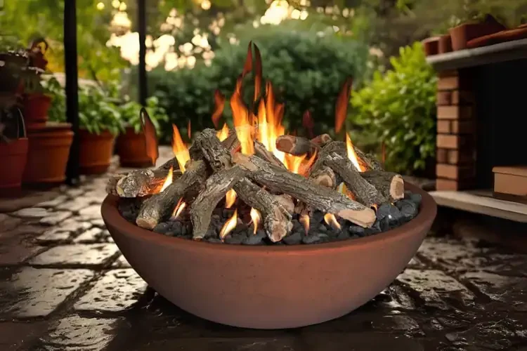 Grand Canyon Rust 39" x 13" Concrete Gas Fire Bowl with Burner