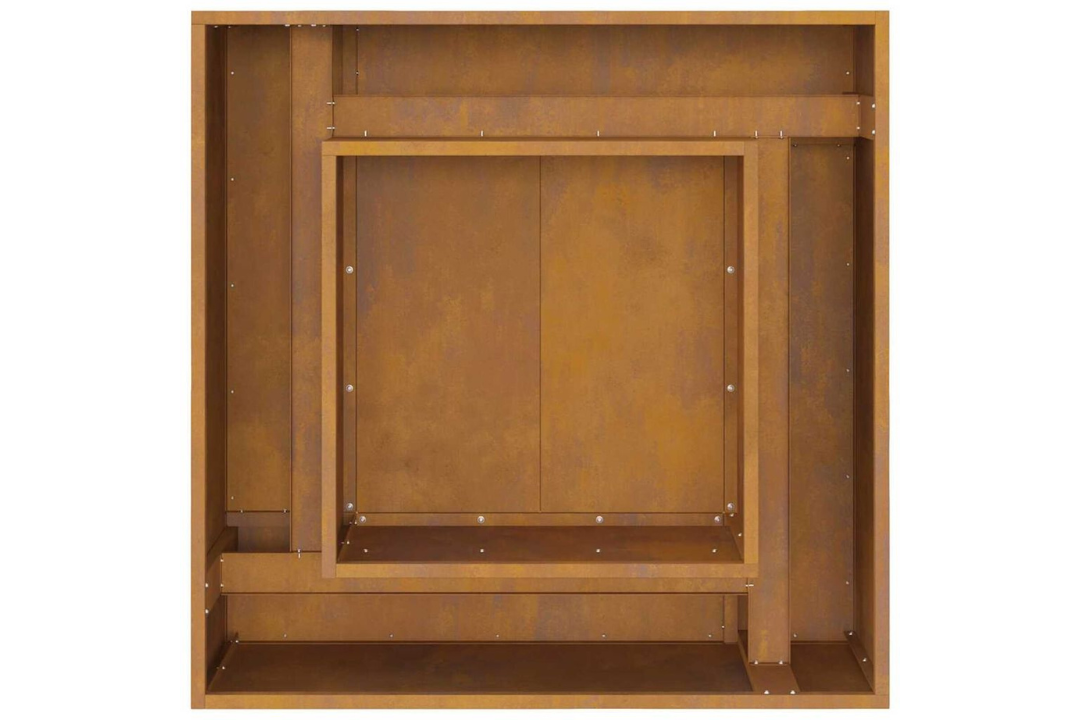 Durable Fire Pit Square 80 x 80 x 40 cm in Rusty Brown Weathering Steel