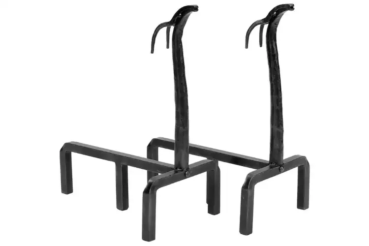 Deer Andirons – Made of Wrought Iron Fireplace Log Holders with Graphite Finish