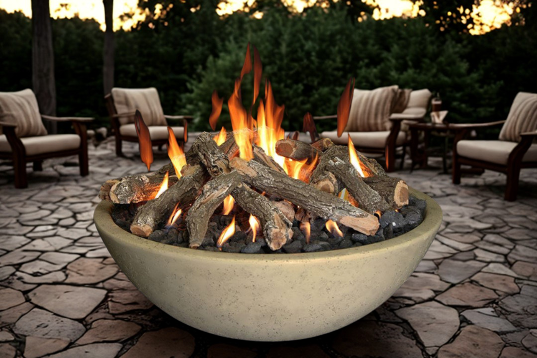 Grand Canyon Bone 48" x 16" Concrete Gas Fire Bowl with Burner