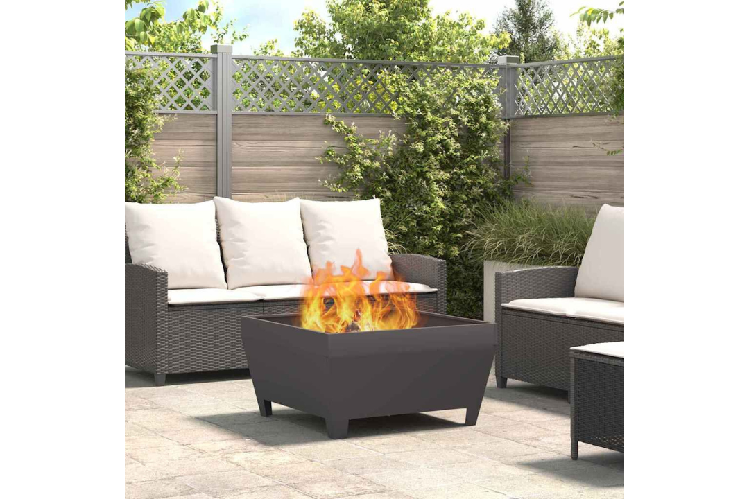 Fire Pit Square 80 x 80 x 43 cm Steel in Black Cold-Rolled Steel