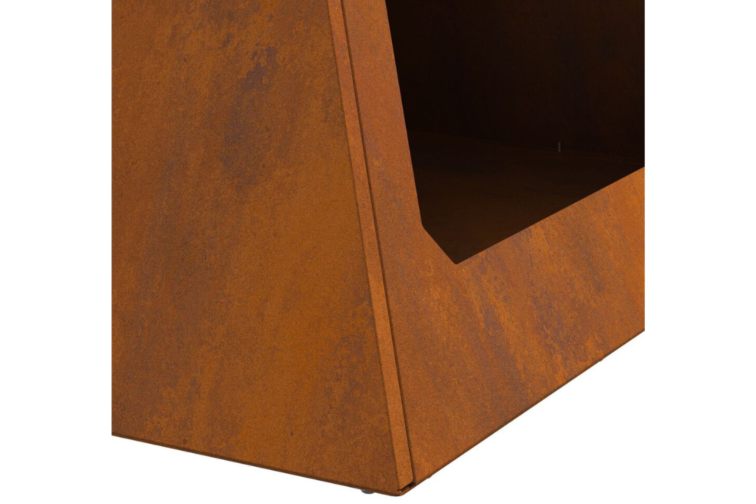 Durable Fire Pit Pyramid 50 x 50 x 51 cm in Rusty Brown Weathering Steel
