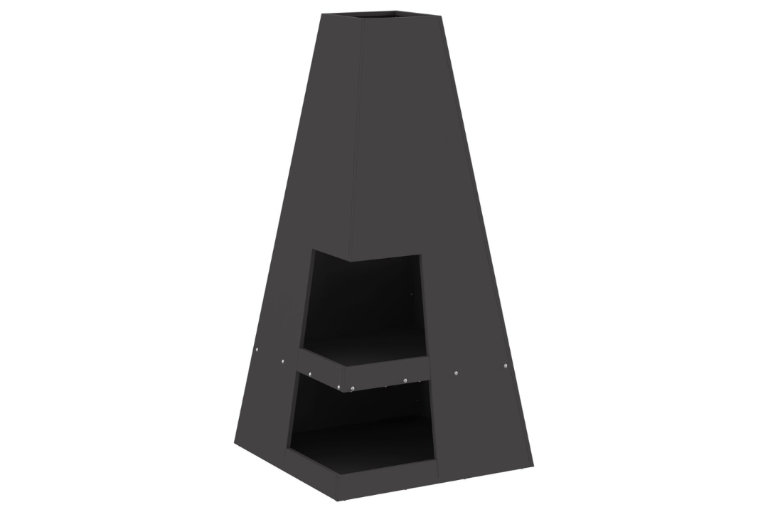 Fire Pit with Log Storage 50 x 50 x 100 cm in Black