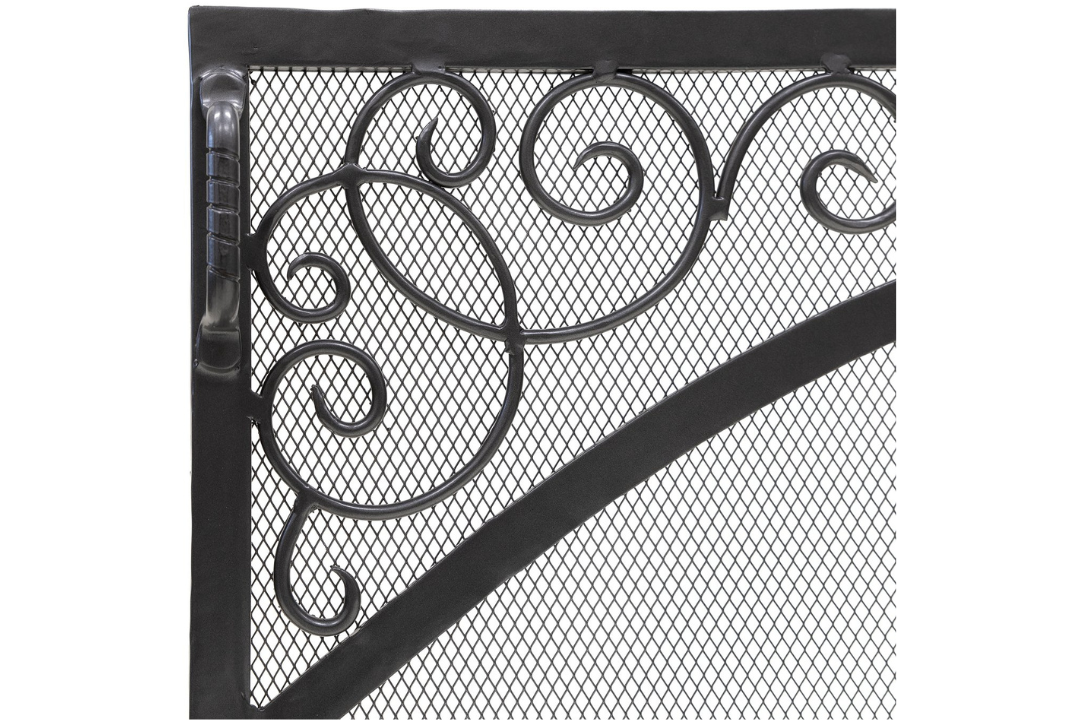 Sterling Flat Fireplace Screen in 44" W x 33" H Hand Forged Scroll Design