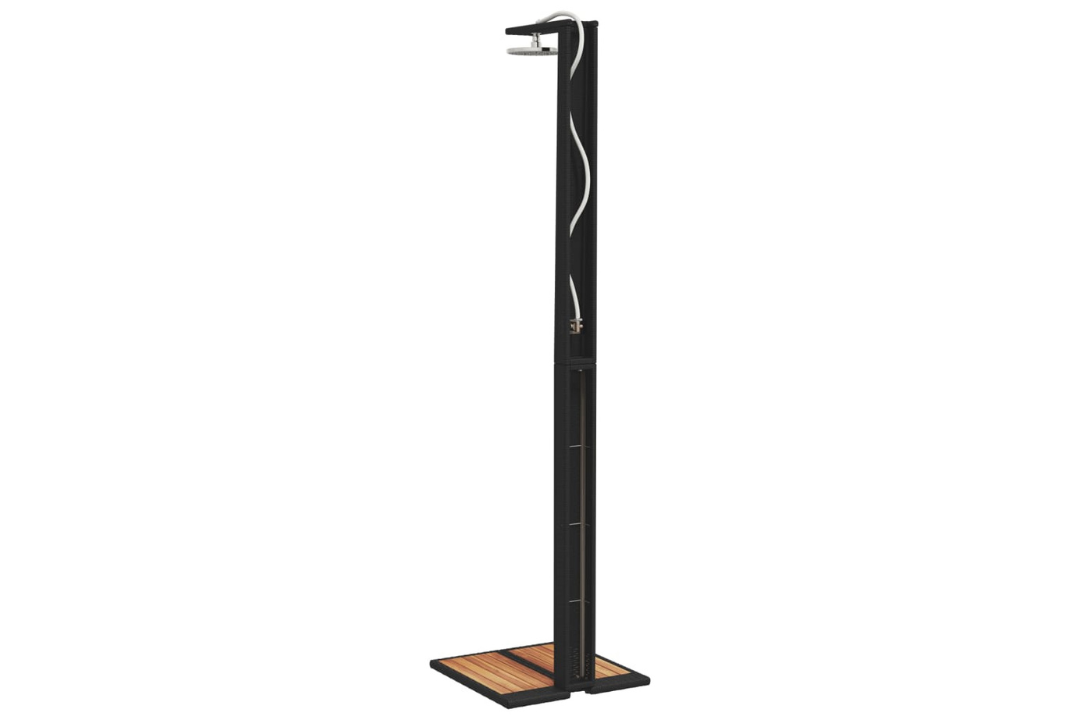 Outdoor Shower 50x55x224 cm in Black with Solid Acacia Wood with Slated Base