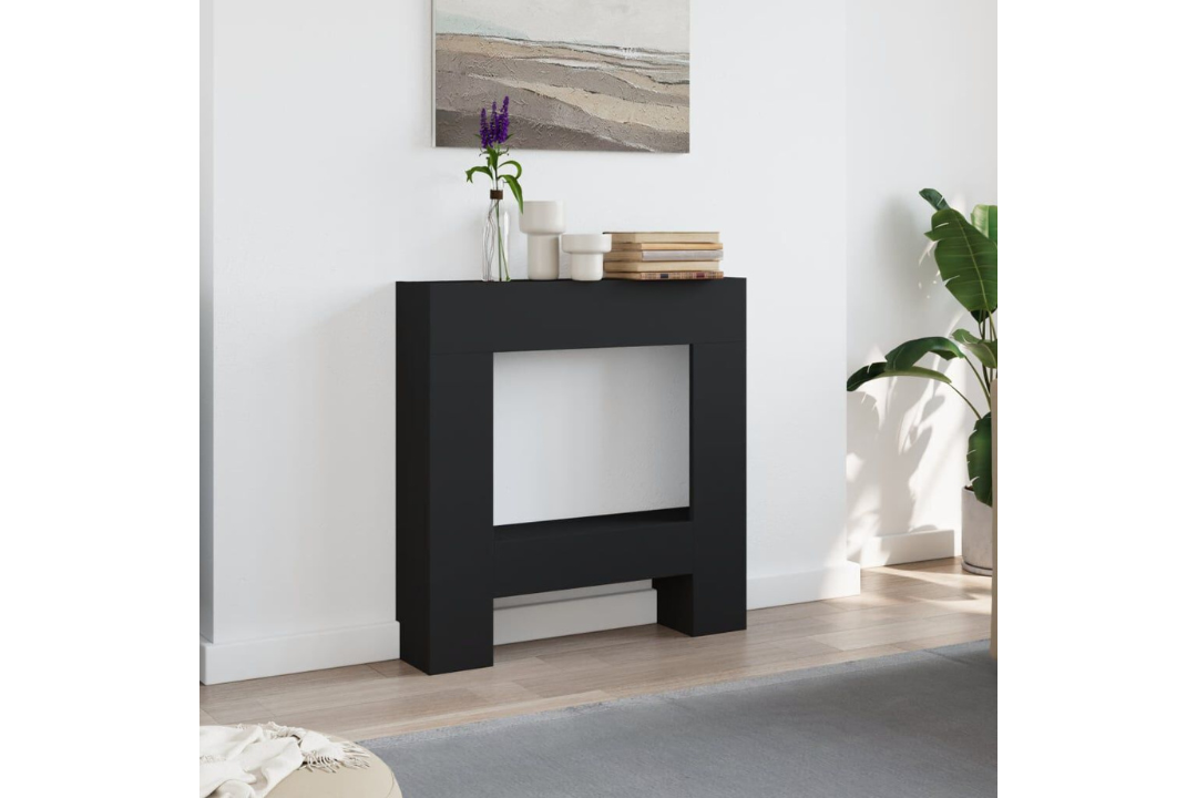 Fireplace Surround 81 x 18 x 82 cm in Black Oak Made from Engineered Wood