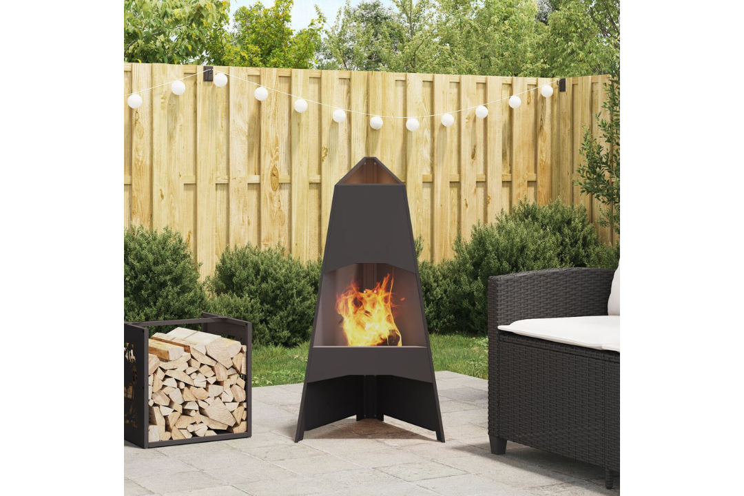 Fire Pit Pyramid 50 x 45 x 95 cm Steel in Black Cold-Rolled Steel