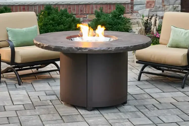 Beacon Marbleized Noche 48" Round Gas Fire Pit Table