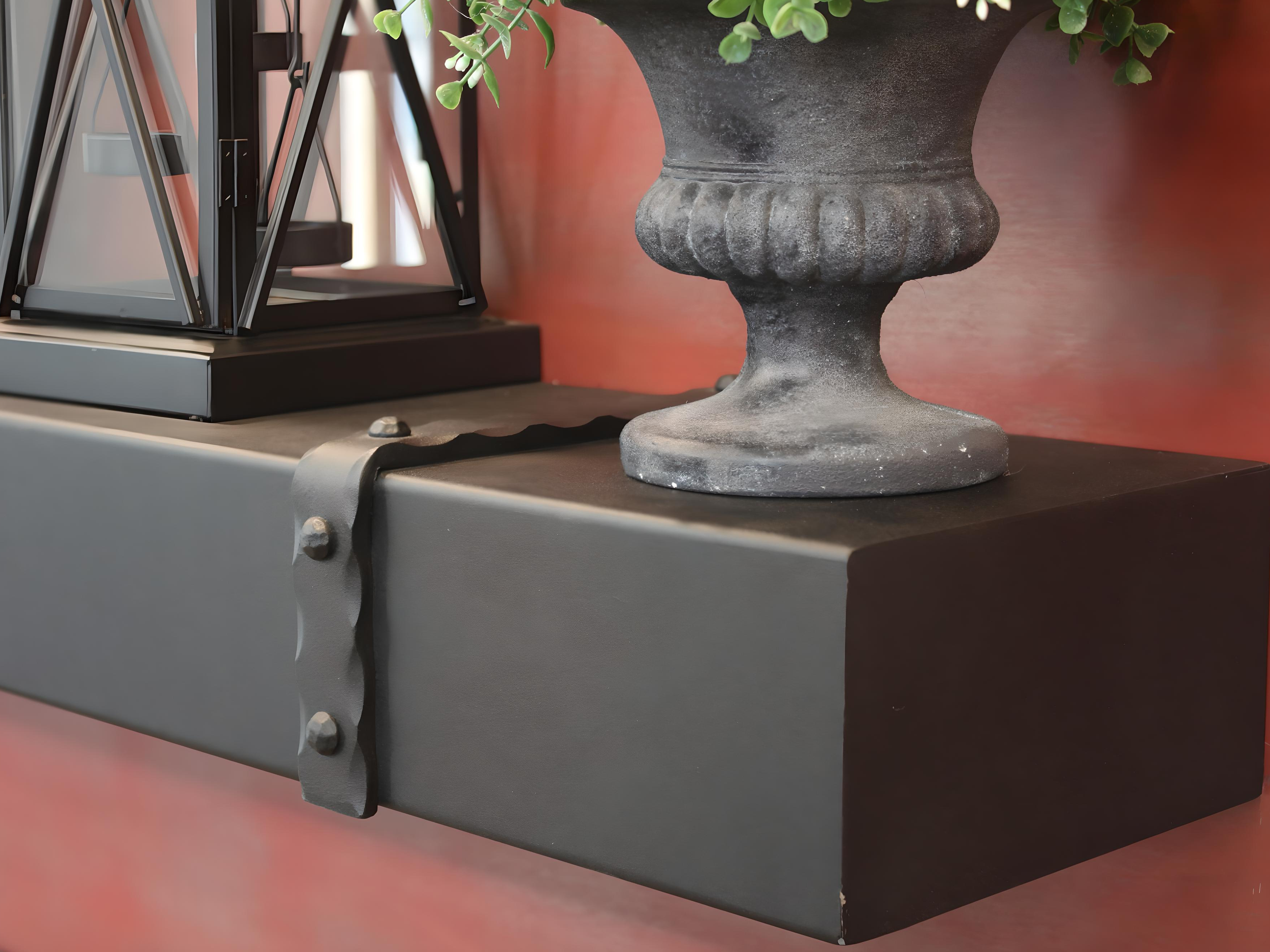 Fireplace Steel Mantel Shelf With Barstock Banding