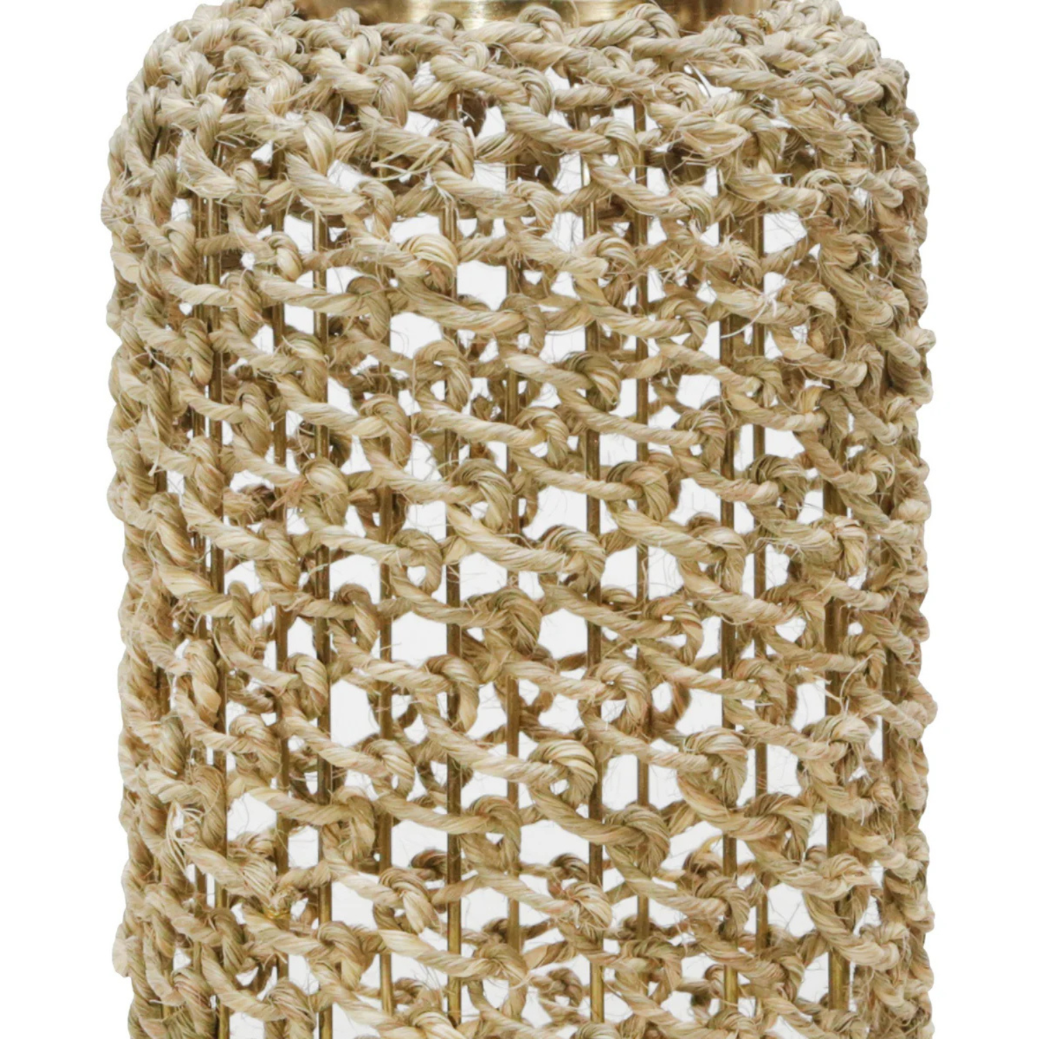 Brown and Gold Cylindrical Rattan Lantern Textured Material Details