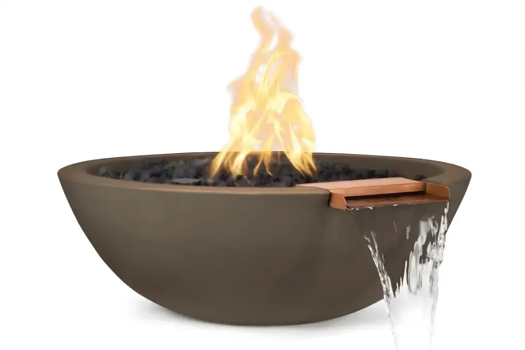 27" Sedona Fire & Water Bowl GFRC Concrete - Chocolate