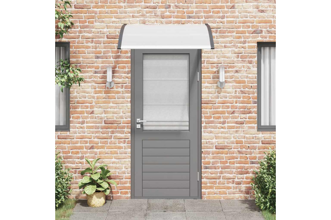Lightweight Door Canopy 120x100 cm Polycarbonate with ABS Brackets in Black Brackets and Transparent Sheets