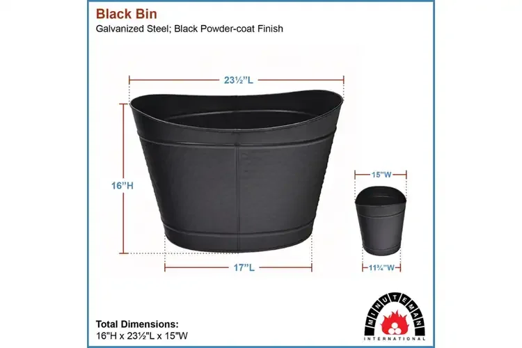 Black Bin – Galvanized Steel Firewood Holder with Black Hammered Finish Specifications