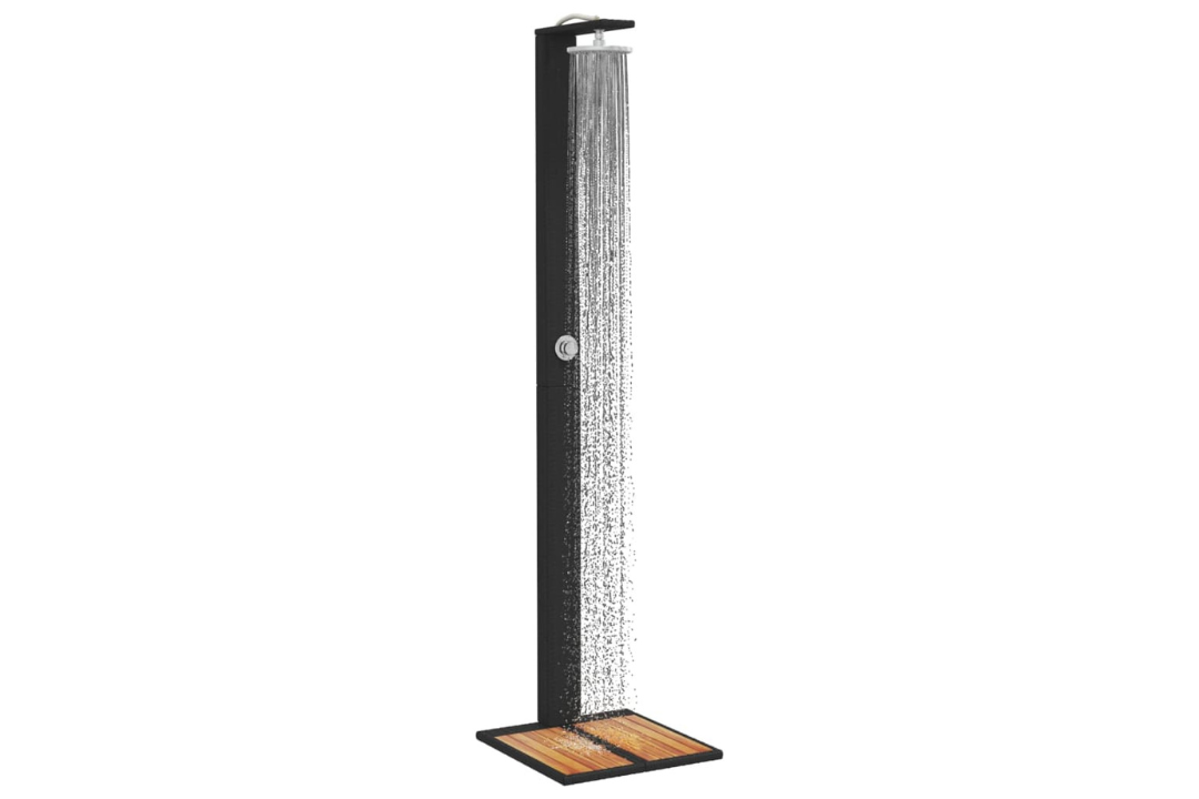Outdoor Shower 50x55x224 cm in Black with 220 cm Top Spray Height
