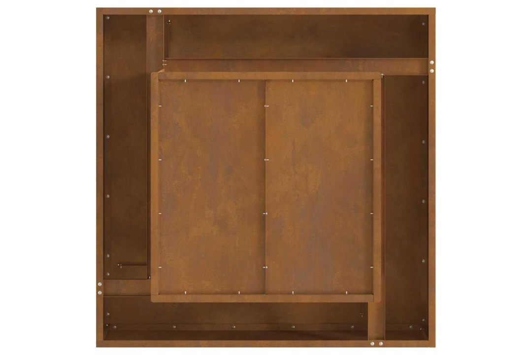 Aesthetic Square Fire Pit 80 x 80 x 40 cm in Rusty Brown Weathering Steel