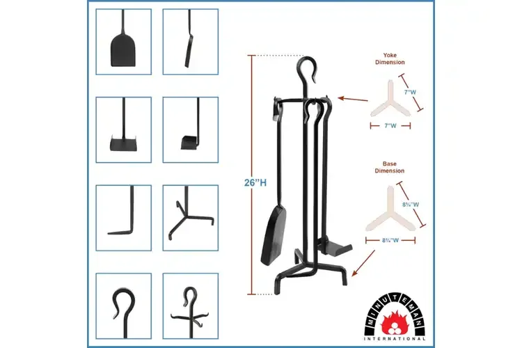 Berlin Mini Tool Set – Minimalist Wrought Iron Fireplace Accessories Specifications