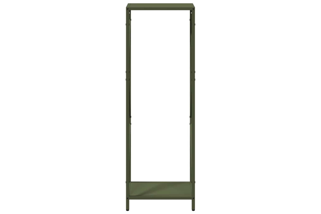 Warm Firewood Rack 34 x 25 x 100 cm in Olive Green Made of Cold-Rolled Steel